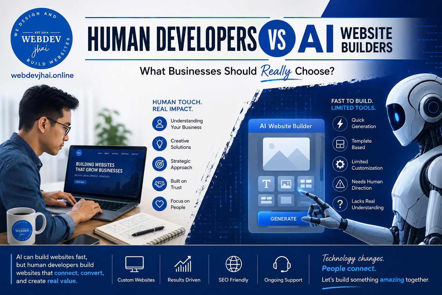 Human Web Developers vs AI Website Builders: What Businesses Should Really Choose?