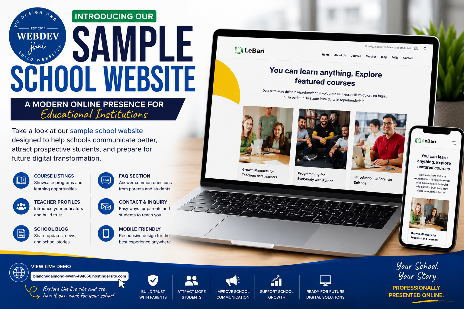 Introducing Our Sample School Website: A Modern Online Presence for Educational Institutions